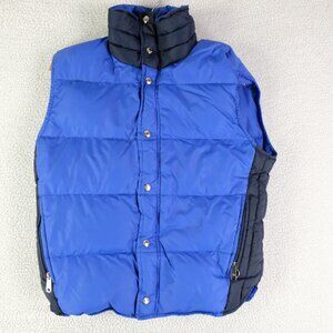 Vintage Pioneer Puffer Vest Mens Medium Blue Down Insulated 70S 80S Hiking